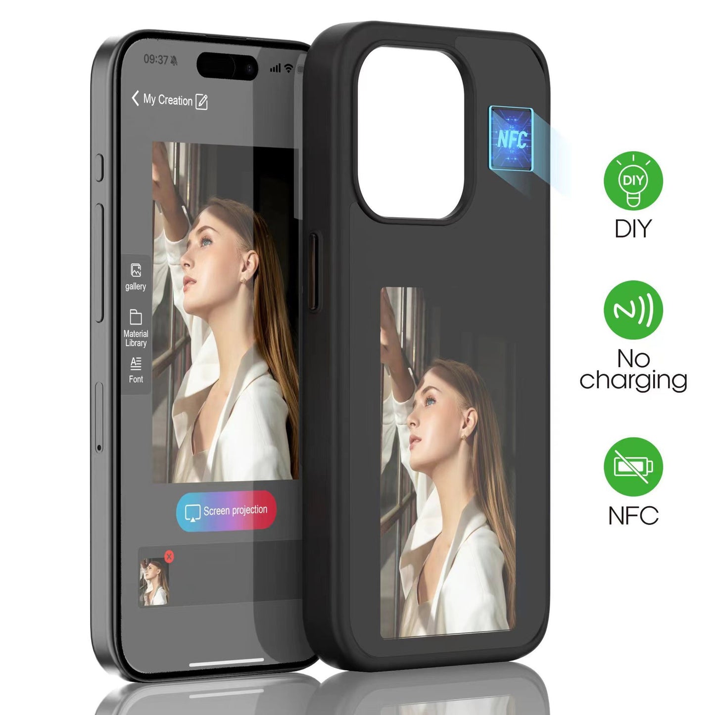 Next-Gen Custom Phone Case: NFC & Smart E-ink Screen – Tailor Your Style!