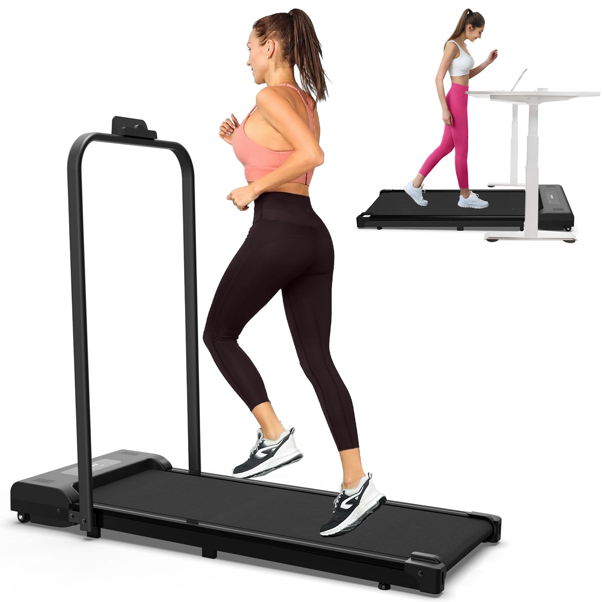 2-in-1 Portable Desktop Treadmill &amp; Walking Mat with Remote LED Display